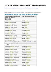 Lista de Verbos Regulares y Pronunciacion