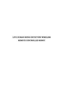 LIVE HUMAN BEING DETECTION WIRELESS REMOTE CONTROLLED ROBOT