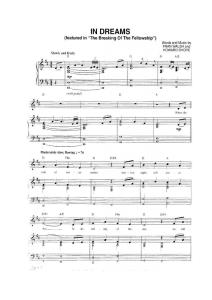 Lord of the Rings- In dreams piano sheet music