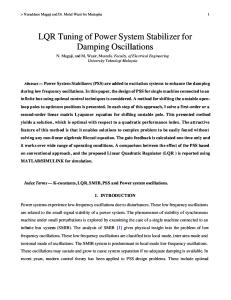 LQR Tuning of Power System Stabilizer for Damping Oscillations