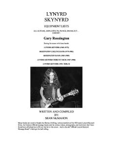 Lynyrd Skynyrd - Gary Rossington Equipment History