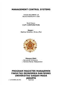 Management Control Systems: Cup Corporation