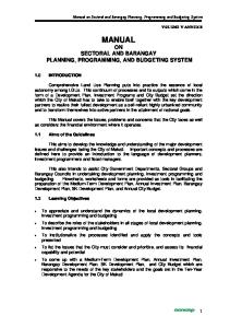 Manual on Sectoral and Barangay Planning, Programming, and Budgeting System
