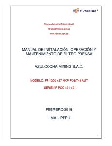 Manual Operacion Filtro Prensa 1200 x 27 Mxp