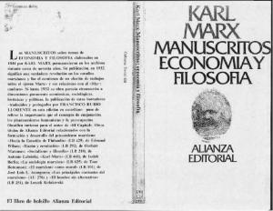 Marx, Karl - Manuscritos, Economía y Filosofía (Ed. Alianza)