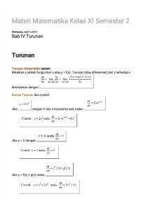 Materi Matematika Kelas XI Semester 2: Bab IV Turunan