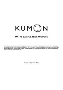 Math SAMPLE Test 1 Answers