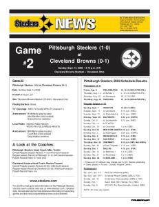 Media Notes: Browns vs. Steelers (Pittsburgh Version)