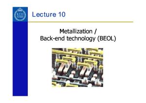Metallization, Back-end technology (BEOL)