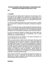 METODO SUGERIDO PARA DETERMINAR LA RESISTENCIA DEL ANCLAJE DE UN PERNO DE ROCA (PULL TEST)