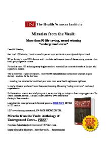 Miracles From the Vault...More Than 90 Life Saving, Award Winning 'Underground Cures'[Health & Alternative Medicine][Health Science Institute]