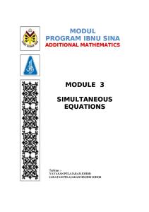 Module 3- Simultaneous Equations