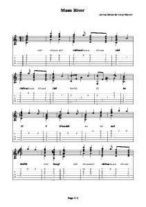 Moon River. Jazz guitar arrangement with chords, notation and tabs