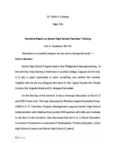 Narrative Report on Senior High School Teachers