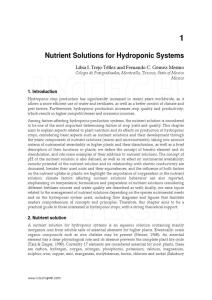 Nutrient Solutions for Hydroponic Systems