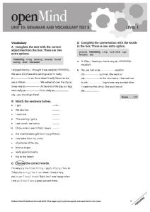 OpenMind 1 Unit 10 Grammar and Vocabulary Test B