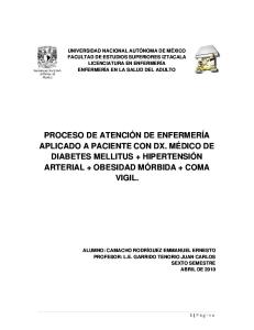 PAE Hipertension +Obesidad Morbida + Diabetes Mellitus + Coma Vigil