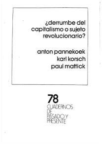 Pannekoek, Korsch y Mattick - ¿Derrumbe del capitalismo o sujeto revolucionario?