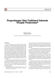 Pengembangan Obat Tradisional Indonesia Menjadi Fitofarmaka*