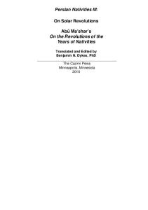 Persian Nativities III On Solar Revolutions.pdf