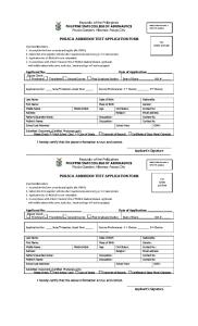 PhilSCA Admission Test Application Form