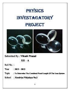 Physics Investgatory Project