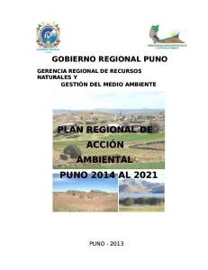 Plan Regional de Accion Ambiental Puno 2014 Al 2021
