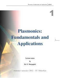 Plasmonics Chapter 1