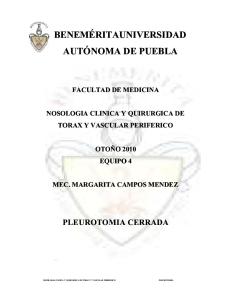 Pleurotomia y hemotorax  otoño 2010
