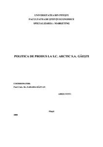 Politica de Produs a Firmei Artic