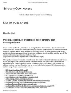 Predatory Publishers