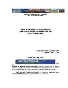 Procedimientos y Requisitos Para Inscribir Una Empresa en Guatecompras