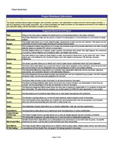 Project Management Workbook