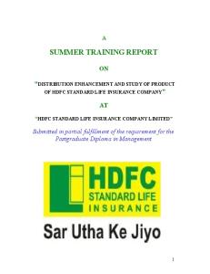 Project on HDFC Standard Life Insurance Company
