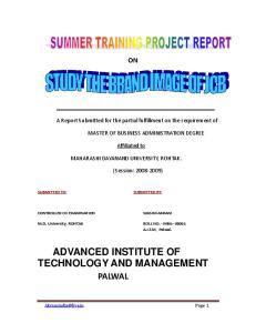 Project or Summer Training Report on Brand Image of JCB