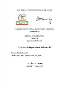 “Proyecto de Ingeniería de Software II”: Universidad Politécnica Estatal Del Carchi