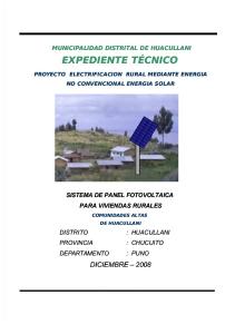 Proyecto Municipalidad Huacullani Panel Solar Memoria Descriptiva y Espec Tecnicas