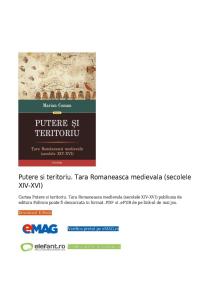 Putere Si Teritoriu. Tara Romaneasca Medievala (Secolele XIV-XVI) PDF (Download eBook)
