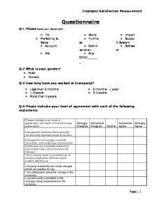 Questionnaire for Employee Satisfaction Measurement