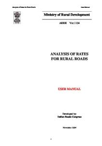 Rate Analysis Manual for Rural Roads