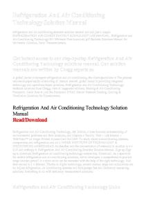 Refrigeration and Air Conditioning Technology Solution Manual