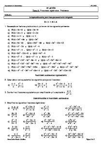 Relacion Tema 5. Fracciones Algebraicas. Problemas