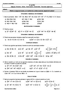 Relacion Tema 5. Polinomios. Fracciones Algebraicas