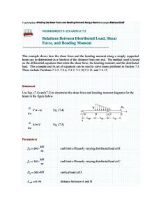Relations Between Distributed Load Shear Force and Bending Moment