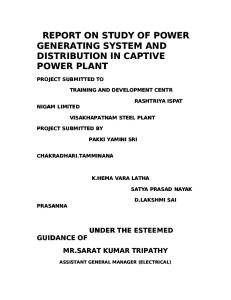 Report on Study of Power Generating System and Distribution in Captive Power Plant