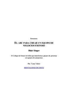 Resumen Libro ABC Para Crear Un Equipo de Negocios Exitoso Yusty Valero