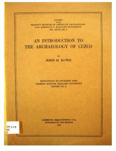 ROWE, J. an Introduction to the Archaeology of Cuzco. 1944