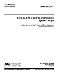 Sae Technical Paper Series: Badih A. Jawad, Jeffrey P. Hoste and Brian E. Johnson
