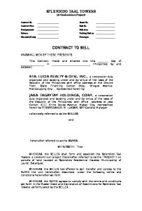 Sample Contract to Sell a Condominium Unit
