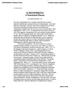 Schizophrenia: A Nonexistent Disease By Lawrence Stevens, J.D.